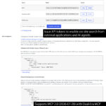 (A screenshot of Advanced Settings manu) Issue API tokens to enable on-site search from external applications and AI agents / Supports MCP 2.0 (2026-07-28) with Dual-Era MCP for seamless legacy and modern format compatibility