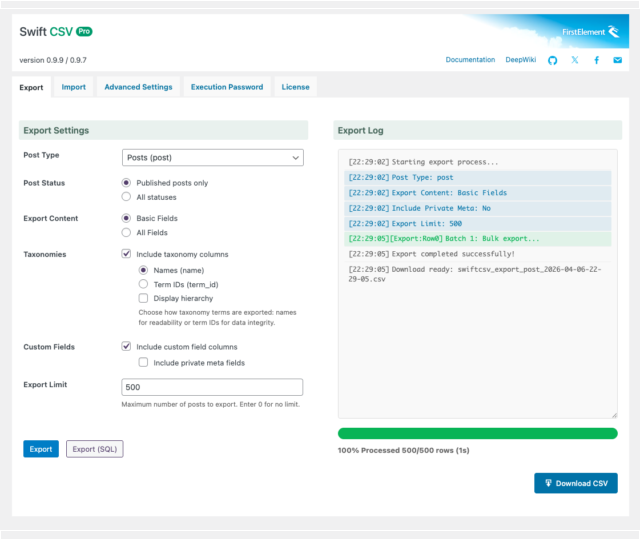 Export Screen Export Screen