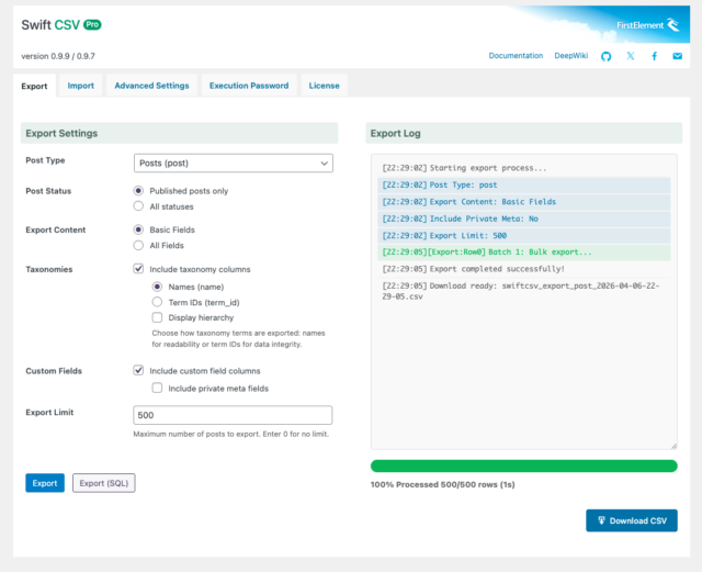 Export Screen Export Screen