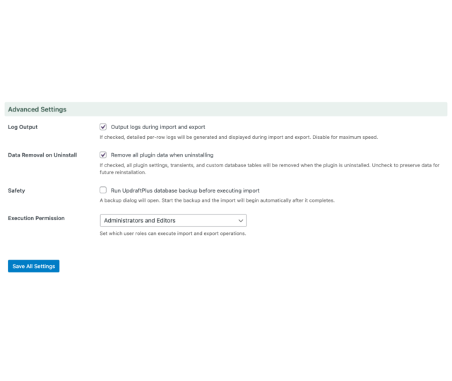 Advanced Settings Advanced Settings